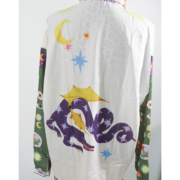 New Size XL Vintage Magical Print Horses Snake Dragon Fantasy Pajama Loungewear - Picture 7 of 8